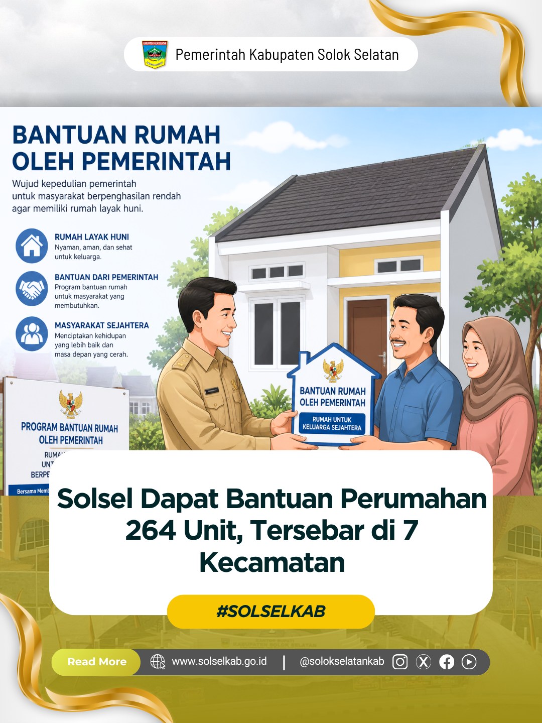 Solsel Dapat Bantuan Perumahan 264 Unit, Tersebar di 7 Kecamatan